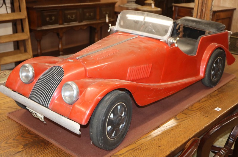 A childs Morgan fibreglass pedal car made by Hamilton Brooks, L.124cm